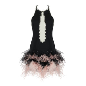 Feather Pearl Mini Dress