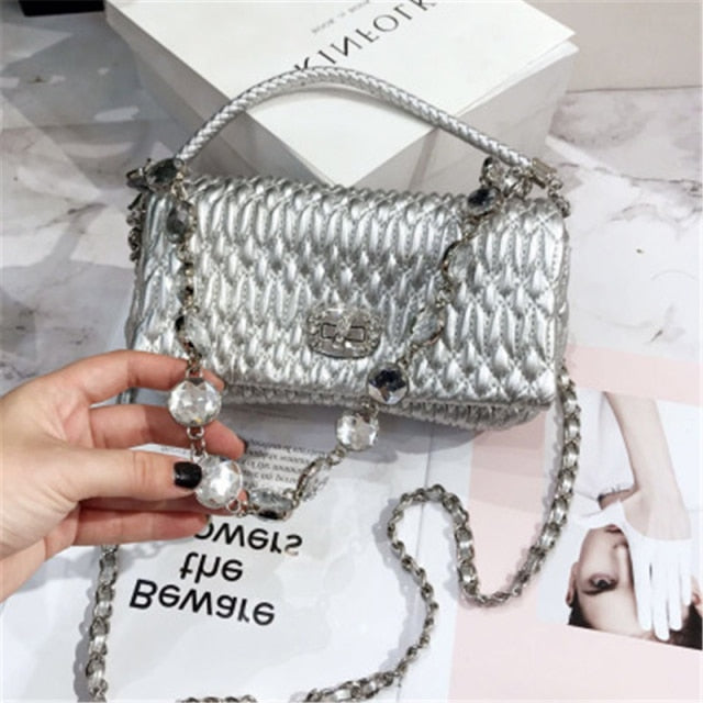 High Quality 2020 Diamonds Chain Sheepskin Mini Bag