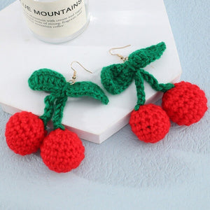 Cute Woolen Red Cherry Earrings