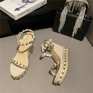 Beige Wedges Platform Sandal