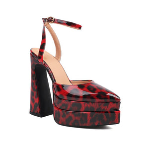 Double-Layer Waterproof Platform Paint Color Glossy Patent Leather Sandals
