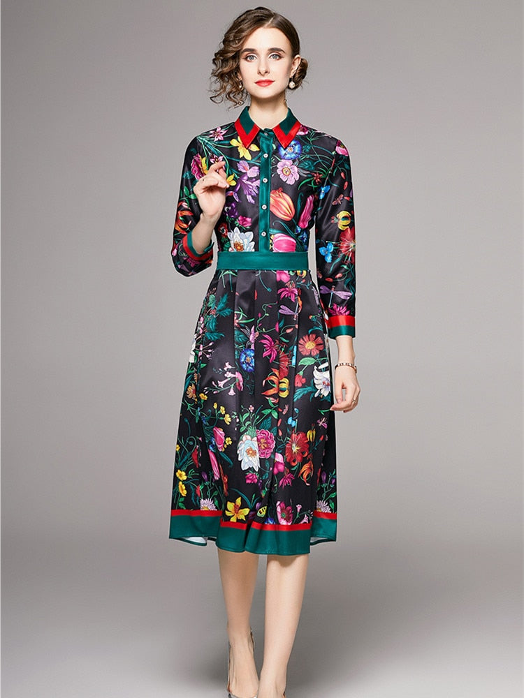 Vintage Shirt Overlay Flower Print Dress