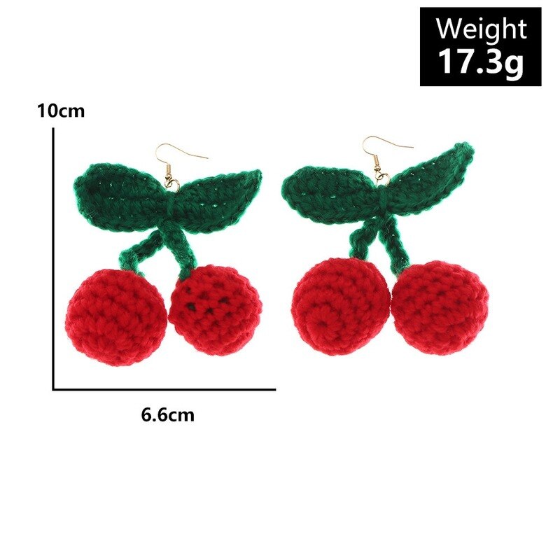 Cute Woolen Red Cherry Earrings