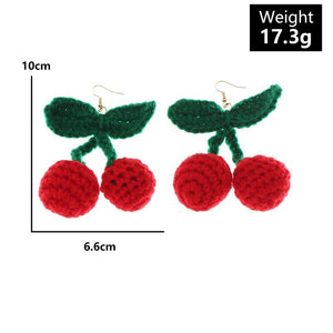Cute Woolen Red Cherry Earrings