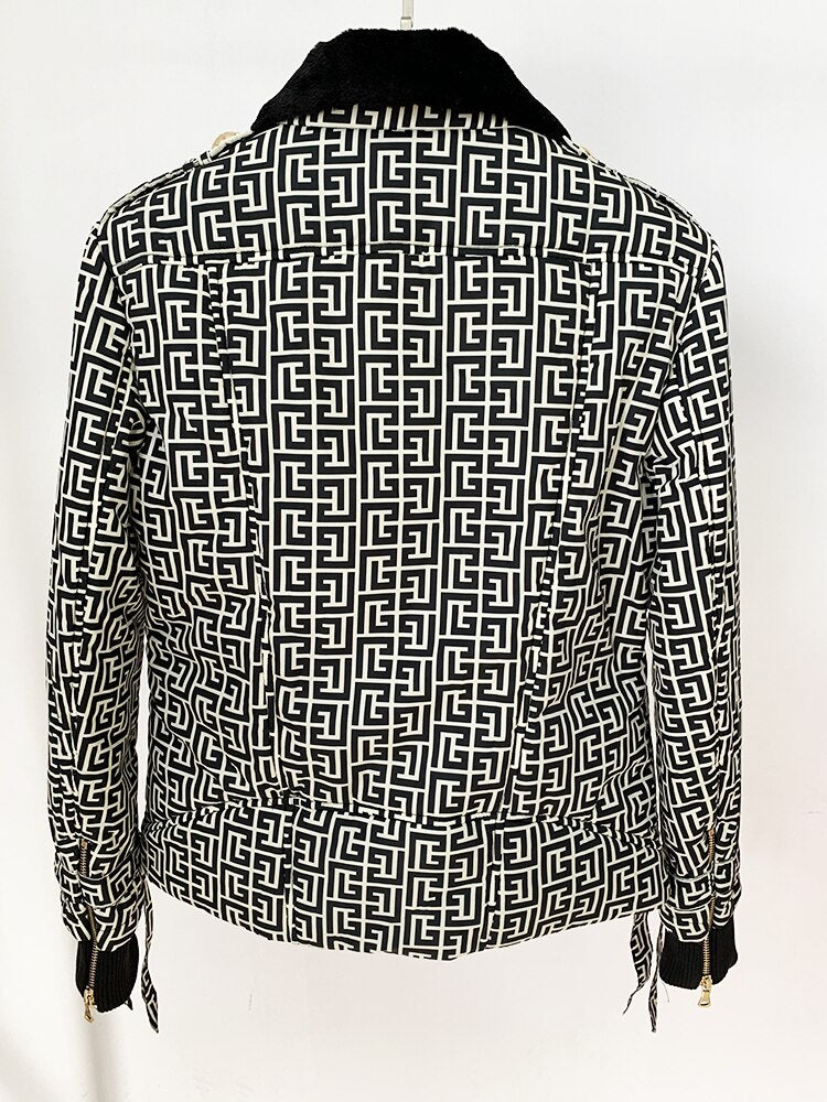 High Quality Designer Lion Buttons Monogram Quilted Jacket