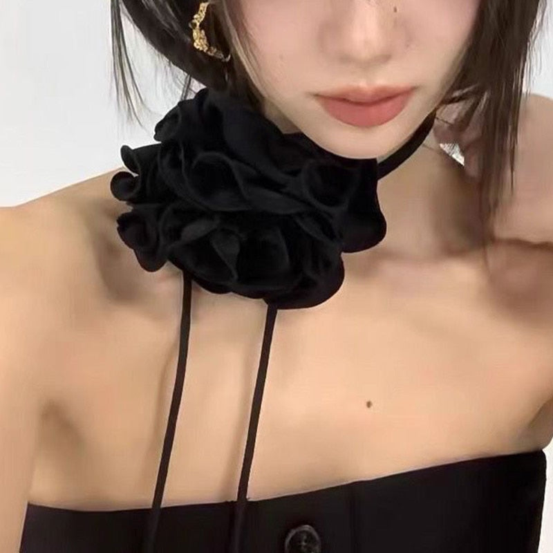 Big Rose Flower Clavicle Chain Necklace