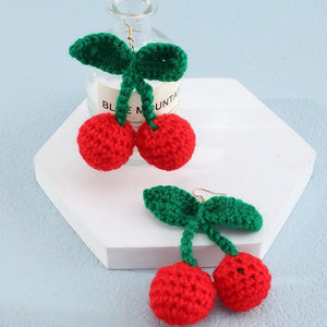 Cute Woolen Red Cherry Earrings