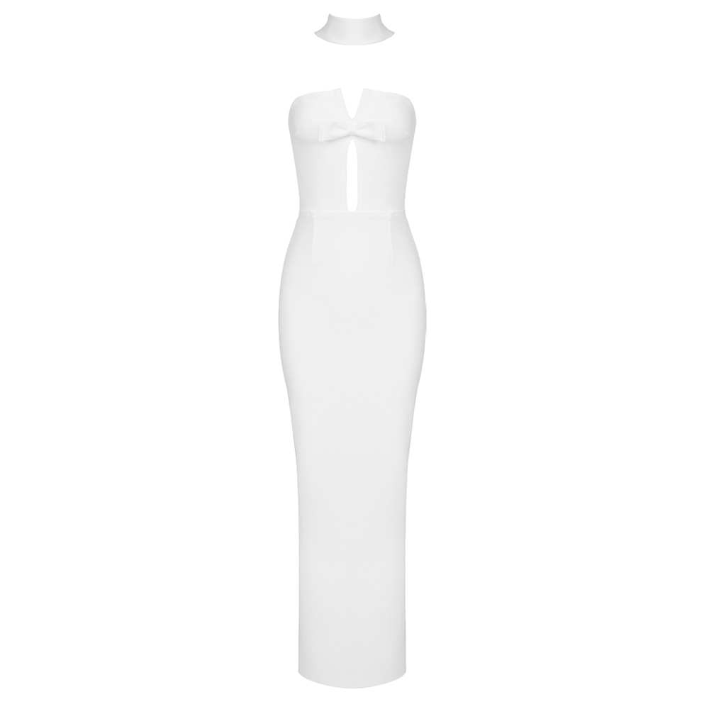 Bow Choker Design Bandage Dress