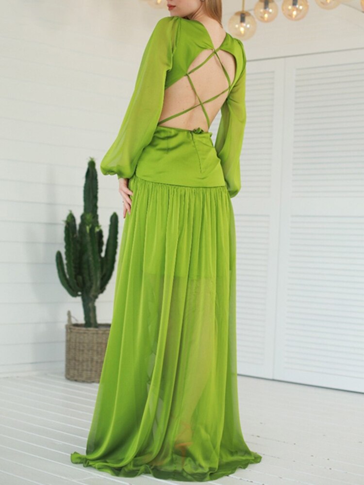 Casual Green Long Dress
