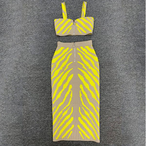 Sexy 2pcs Zebra Bandage Dress