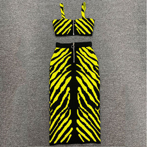 Sexy 2pcs Zebra Bandage Dress