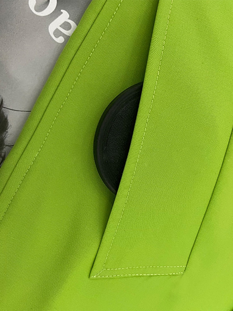 Luxury Oversized Bright Green Faux Leather Trench Coat