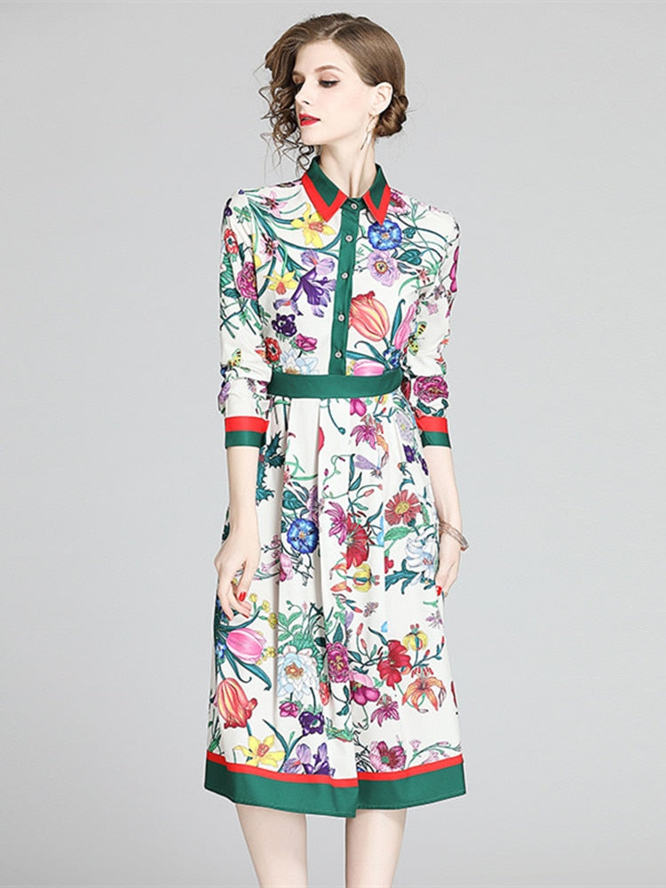 Vintage Shirt Overlay Flower Print Dress