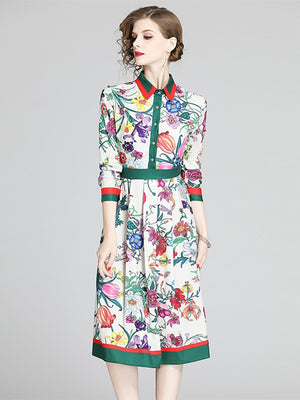 Vintage Shirt Overlay Flower Print Dress