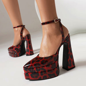 Double-Layer Waterproof Platform Paint Color Glossy Patent Leather Sandals