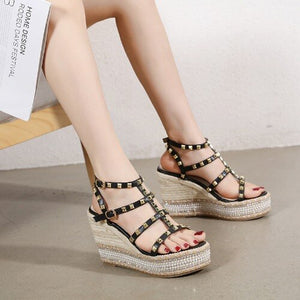 Beige Wedges Platform Sandal