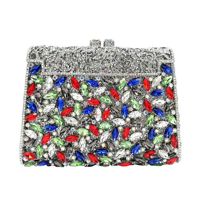 Silver Box Diamond Chrystal Handbag