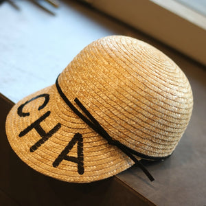Raffia Straw Sun Visor Embroidery Hat