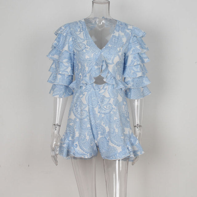 Backless Ruffle Playsuit