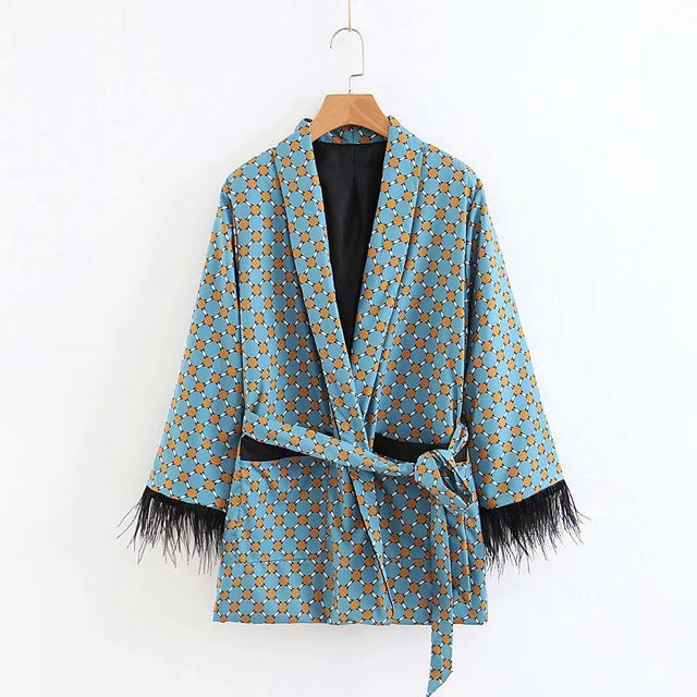 Feather Sleeve Lounge Jacket & Trouser