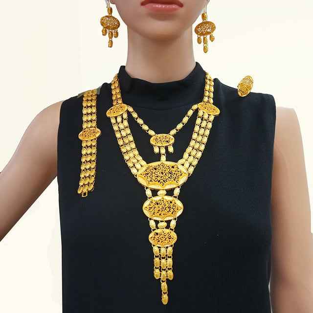 Luxury Big Gold Indian Necklace Set