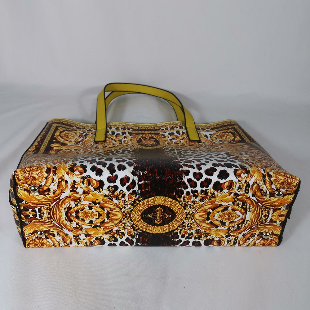 Genuine Leather Animal Print Handbag