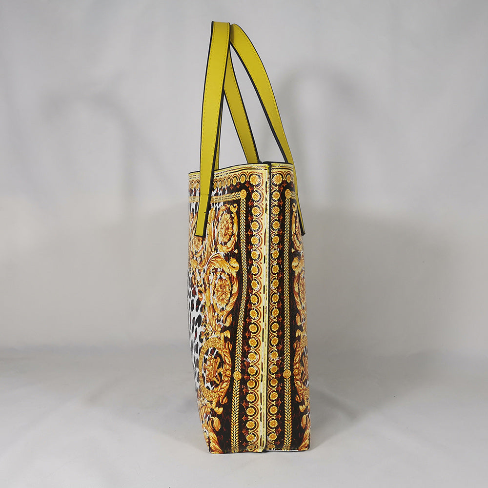 Genuine Leather Animal Print Handbag