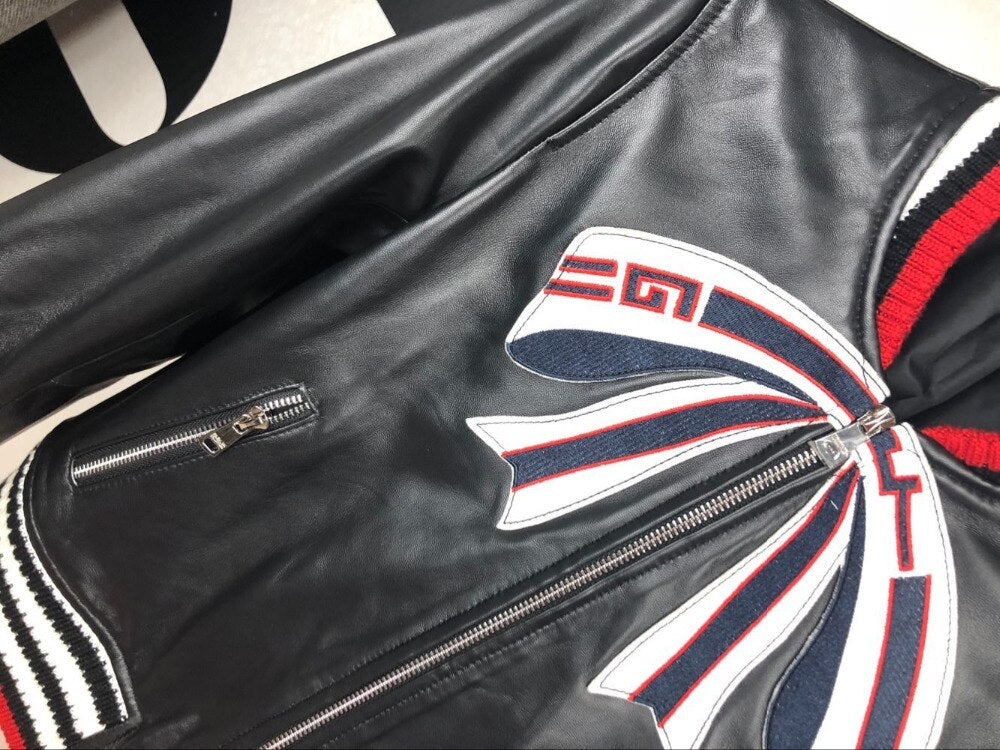 Genuine Sheepskin Leather Baseball Jacket