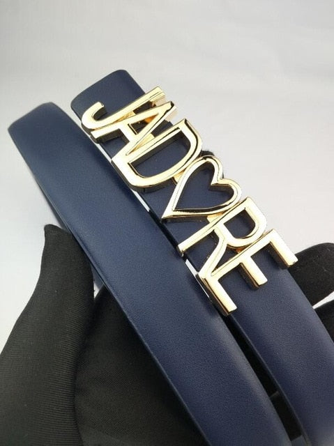 Multi Color Lovers Heart Buckle Leather Belt
