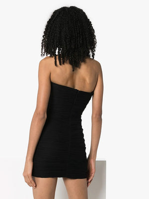 2020 Draped Design Strapless Mesh Dress