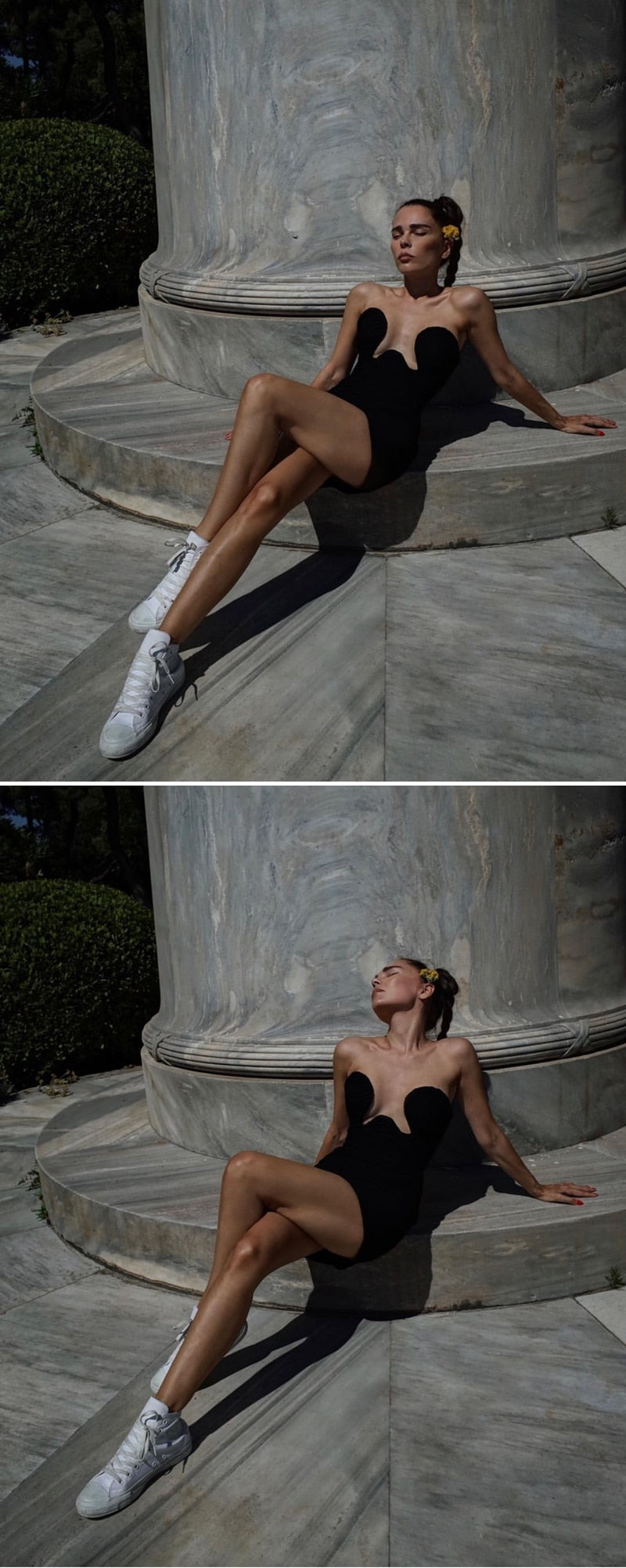2020 Draped Design Strapless Mesh Dress