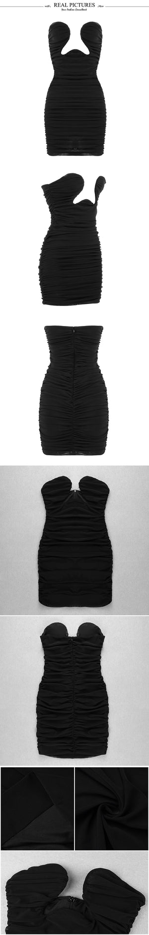 2020 Draped Design Strapless Mesh Dress