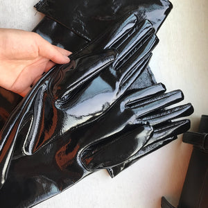 Custom Made Patent Sheepskin Leather over the Elbow Glove