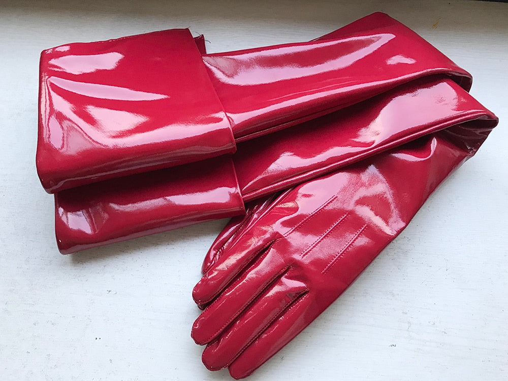 Custom Made Patent Sheepskin Leather over the Elbow Glove