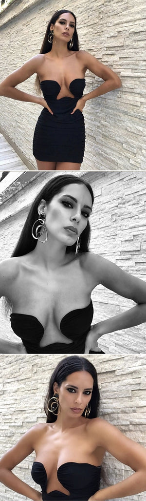 2020 Draped Design Strapless Mesh Dress