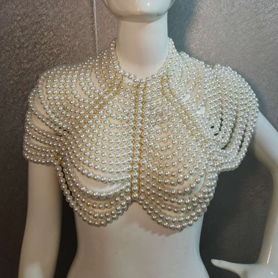 European Multi Layer Pearl Hollow Our Shawl