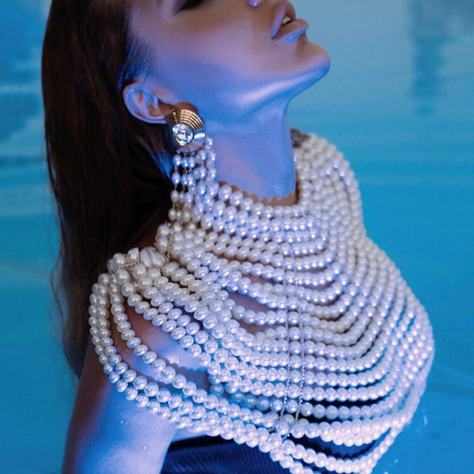 European Multi Layer Pearl Hollow Our Shawl