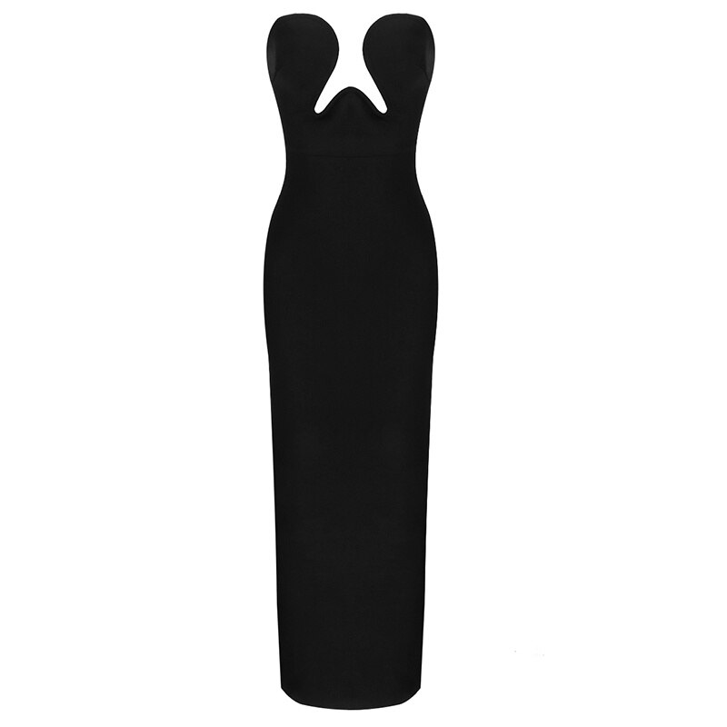 Black Sleeveless Wrap Chest Bandage Dress