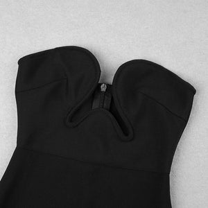 Black Sleeveless Wrap Chest Bandage Dress