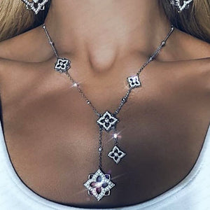 Long Tassel Statement Cubic Zircon CRYSTAL CZ Necklace