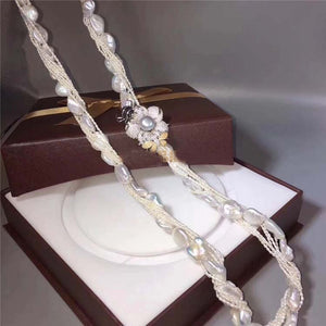 Genuine 25" 10row White Freshwater Diamond Butterfly Pearl Necklace