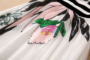 Vintage Sequins Embroidery Patchwork Lace Vintage Elegant Dress