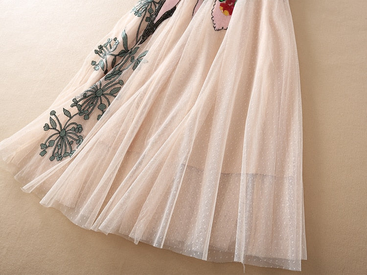 Vintage Sequins Embroidery Patchwork Lace Vintage Elegant Dress