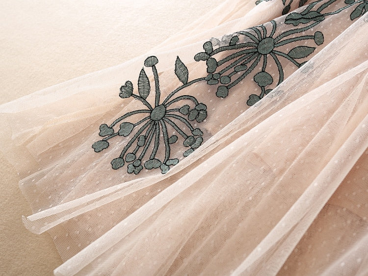 Vintage Sequins Embroidery Patchwork Lace Vintage Elegant Dress