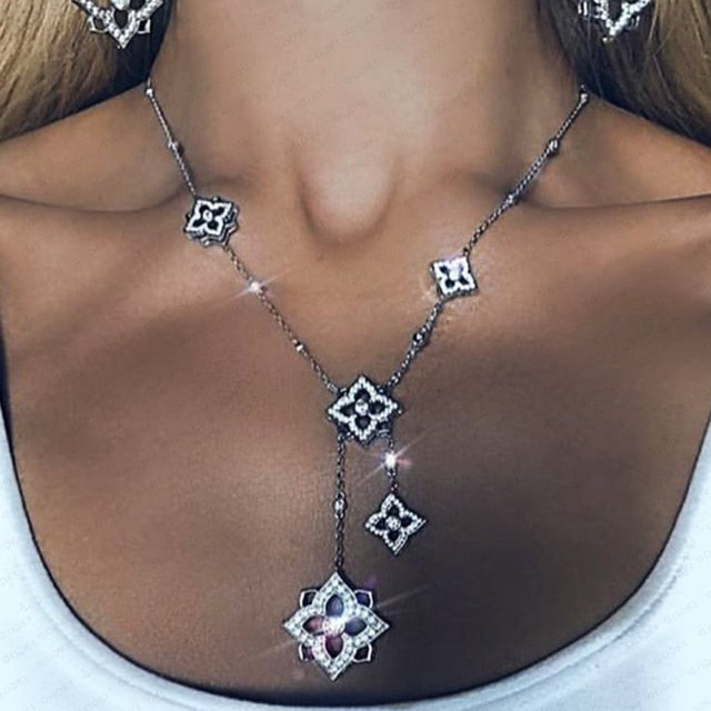 Long Tassel Statement Cubic Zircon CRYSTAL CZ Necklace