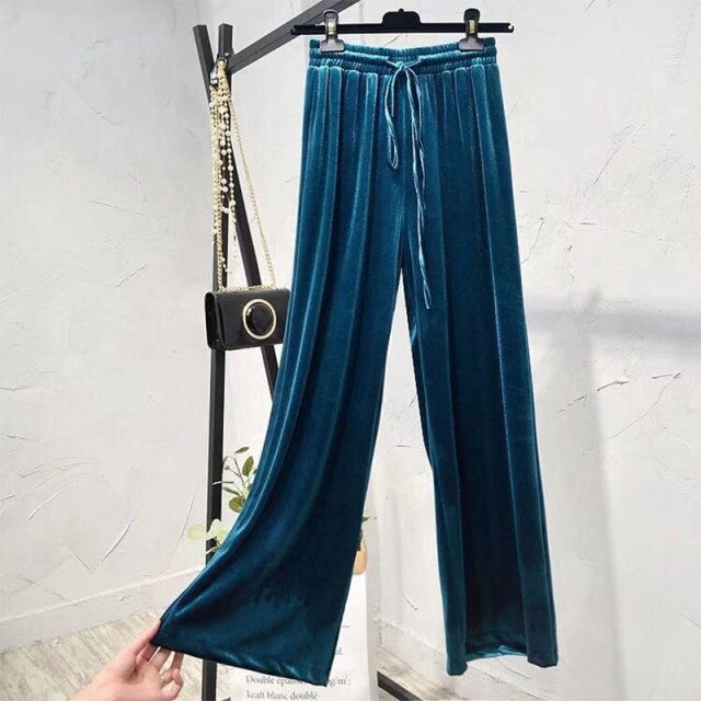 Velvet Wide Leg Pants