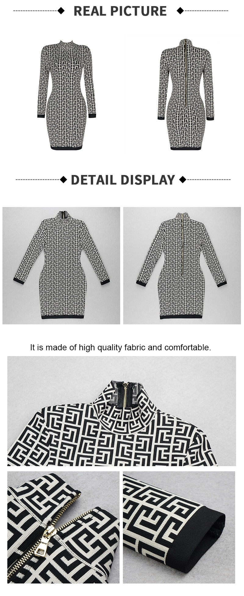 Chic Geometric Jacquard Mini Dress