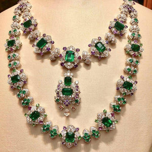 4PCS Green CZ Luxury Zircon Crystal Jewelry Se