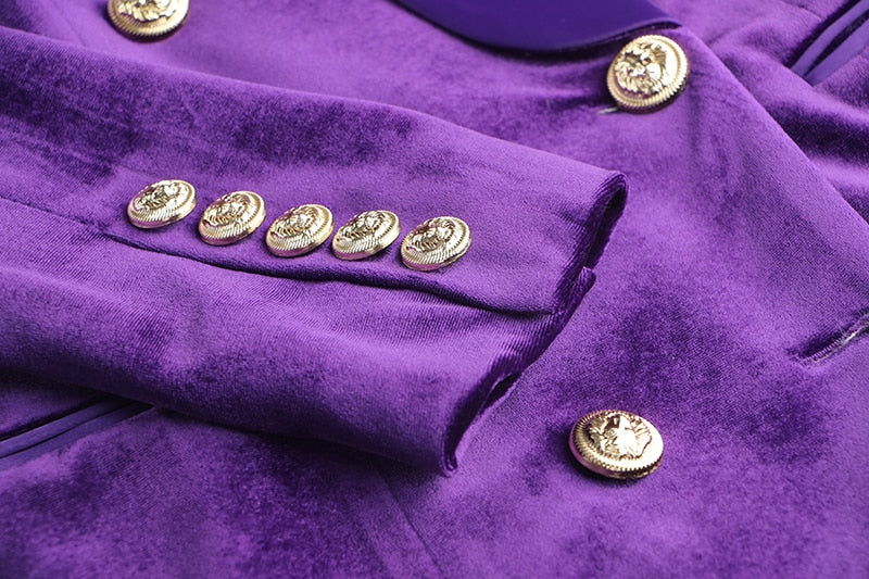 Purple Velvet Blazer Satin Shawl Collar Luxury Design  Dresses