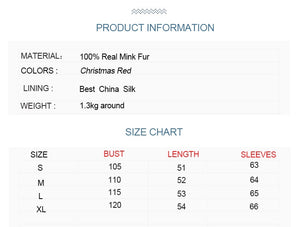 100% Real Mink Fur Coat